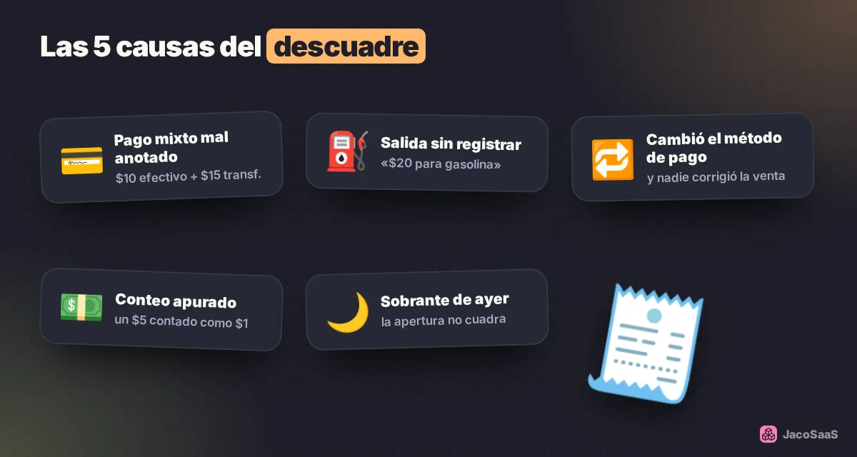 Cinco situaciones que explican casi todos los descuadres.