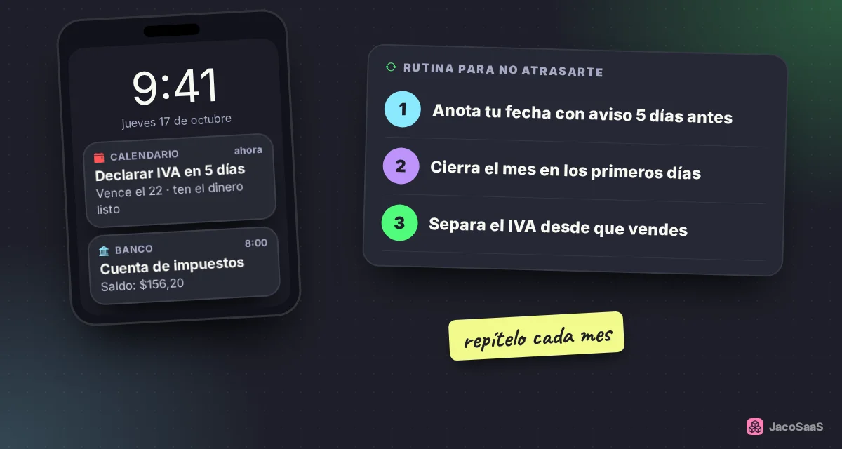 Un recordatorio en el celular y una cuenta aparte para el IVA evitan sustos.