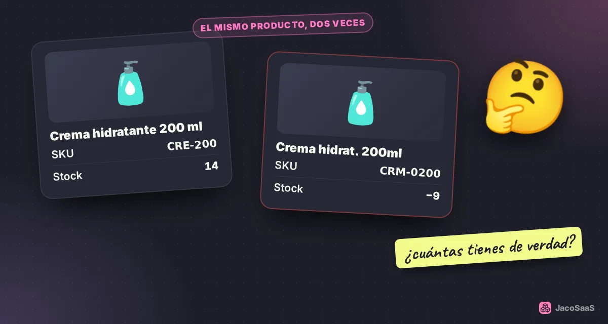 El mismo producto con dos códigos divide el stock y confunde los conteos.