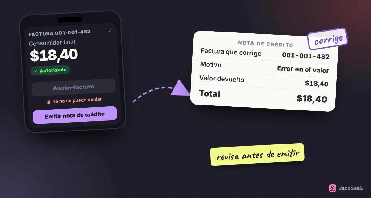 Una factura a consumidor final ya transmitida no se anula: se corrige con una nota de crédito.