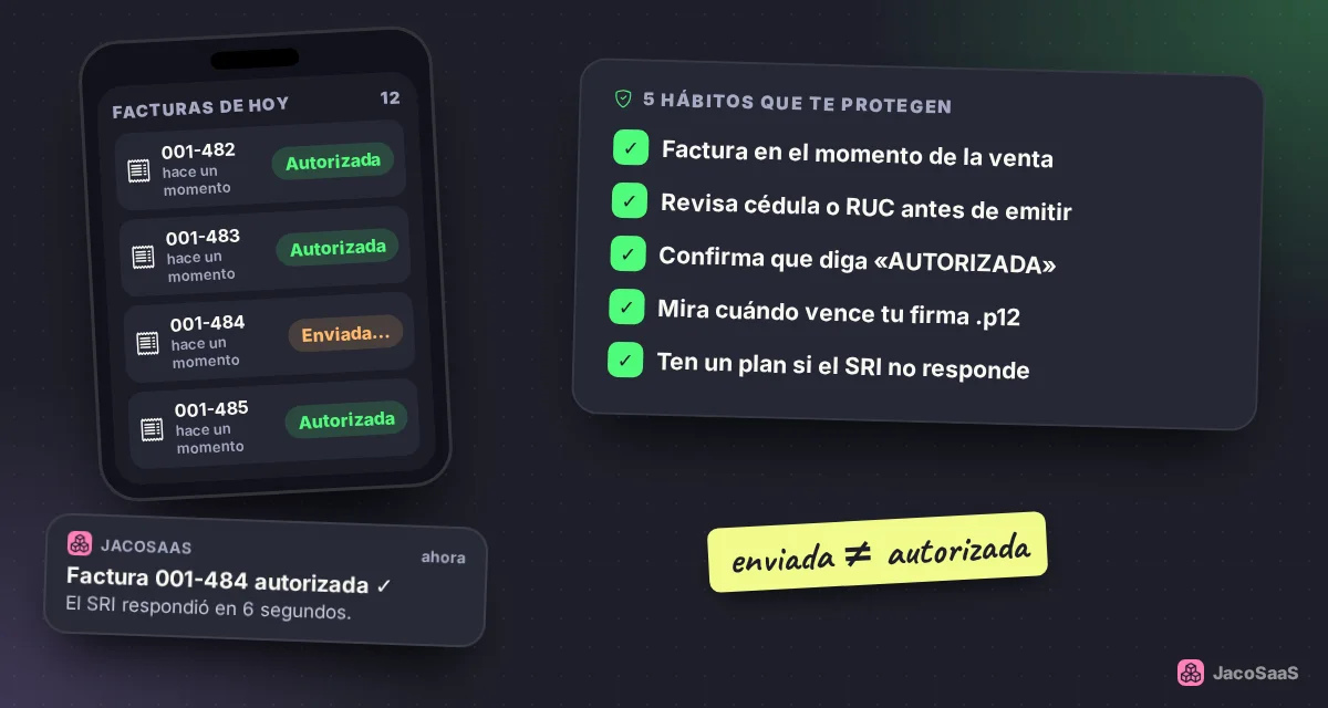 Revisa que cada factura diga «AUTORIZADA», no solo «enviada».