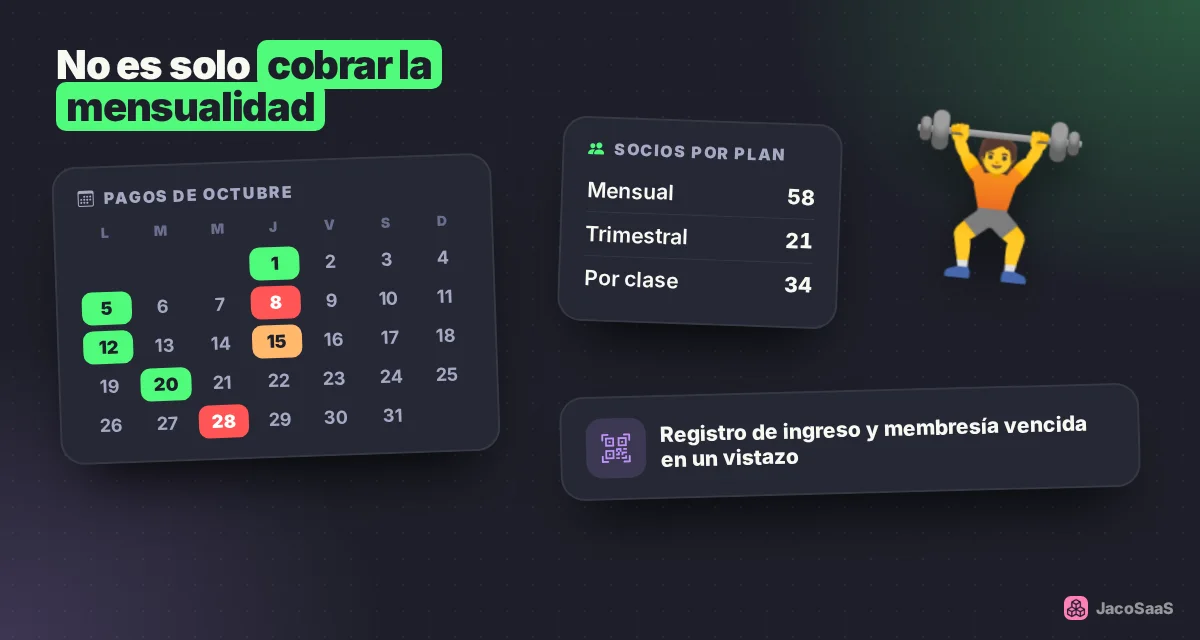 Pagos, planes y registro de ingreso en un solo lugar.