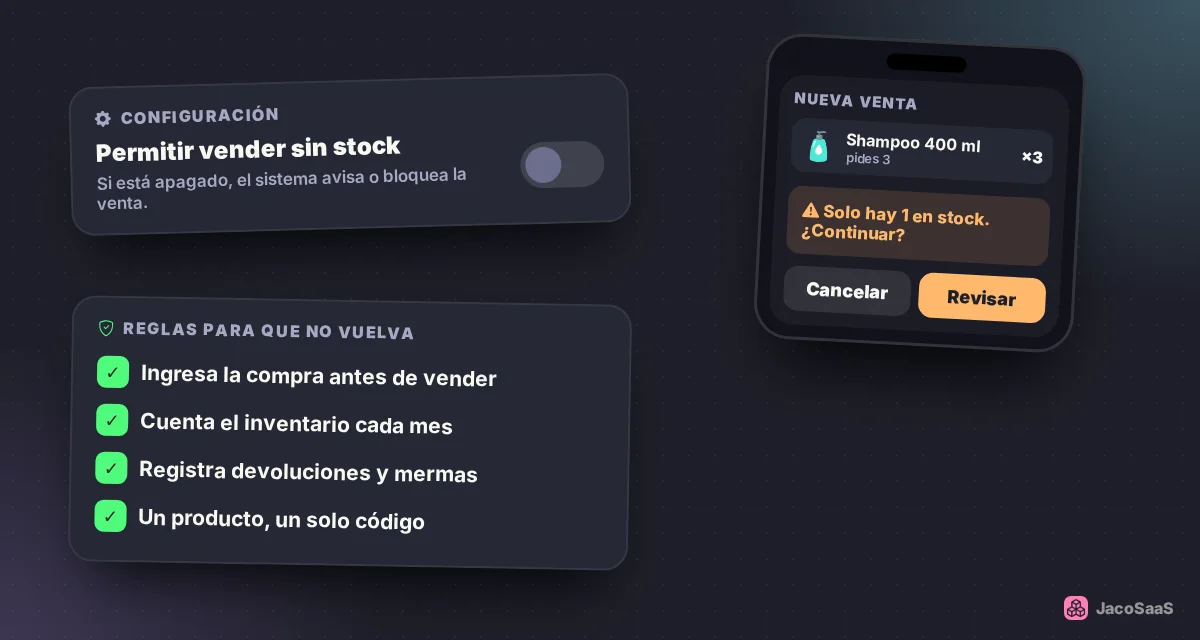 Configura el sistema para que avise antes de vender lo que no hay.