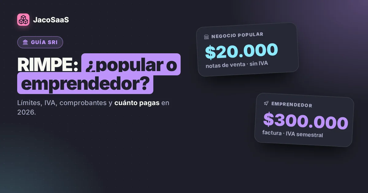 RIMPE emprendedor vs. negocio popular 2026: qué te toca y cuánto pagas