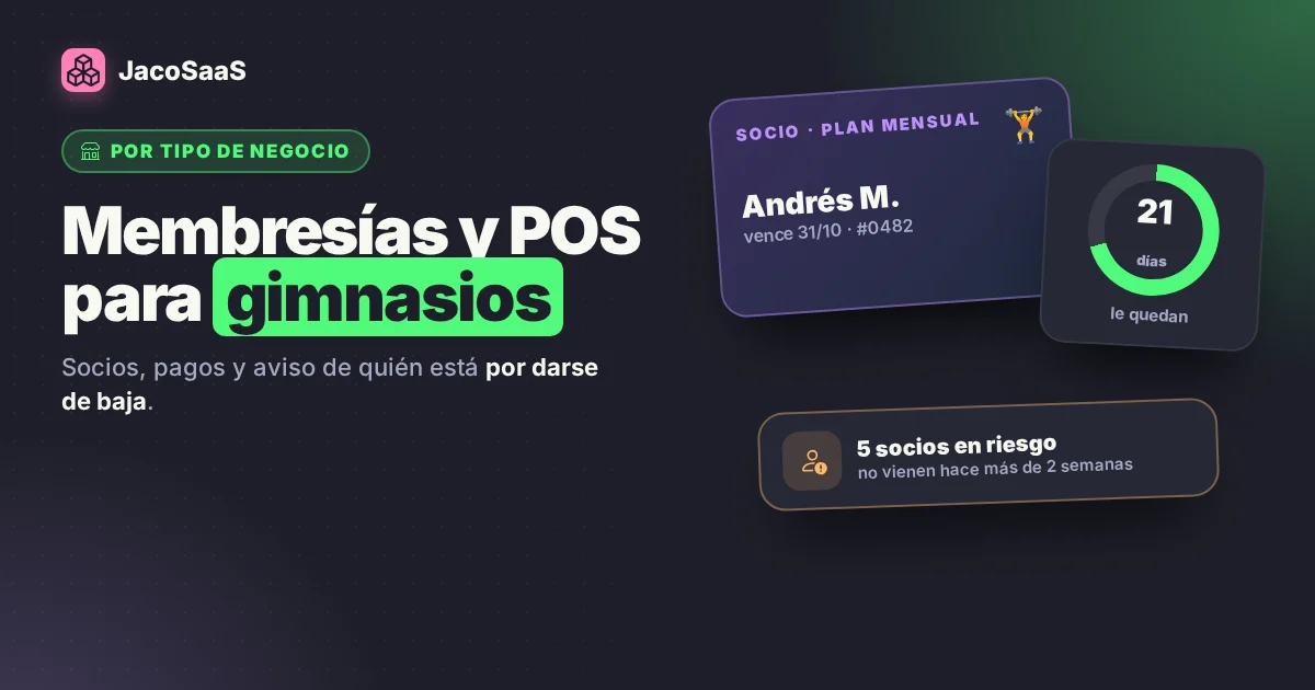 Sistema POS y membresías para gimnasios: JacoGym