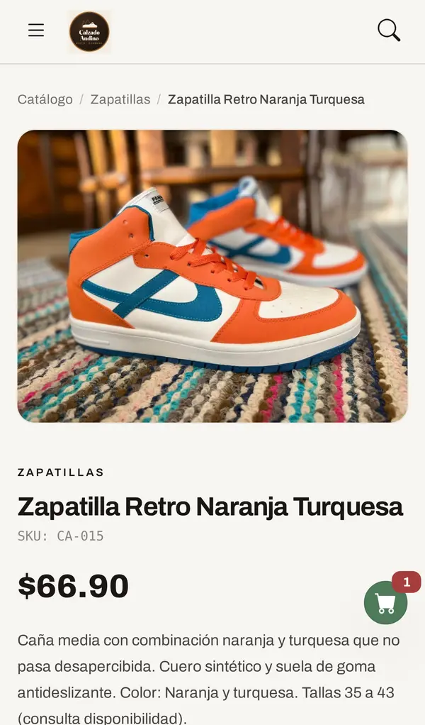 Ficha de producto con foto grande, precio y descripción