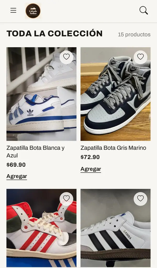 Tienda en línea con productos, fotos y precios