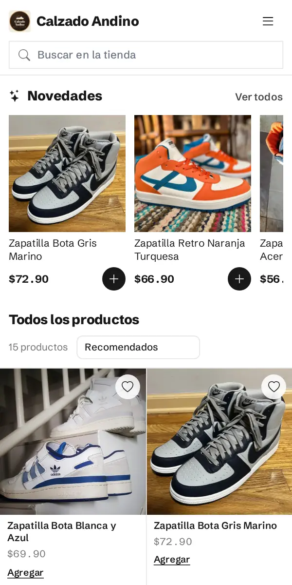 Tienda en línea con el diseño Vitrina
